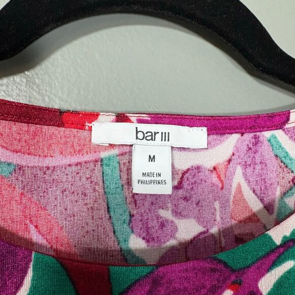 Bar III Womens Red & Purple Floral Cross Front Hem Crop Top - Size Medium - Bold - Picture 4 of 6